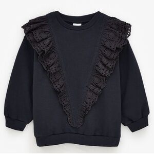 Zara Girls Black Lace Embroidered Detail Sweatshirt Size 9 Or Medium